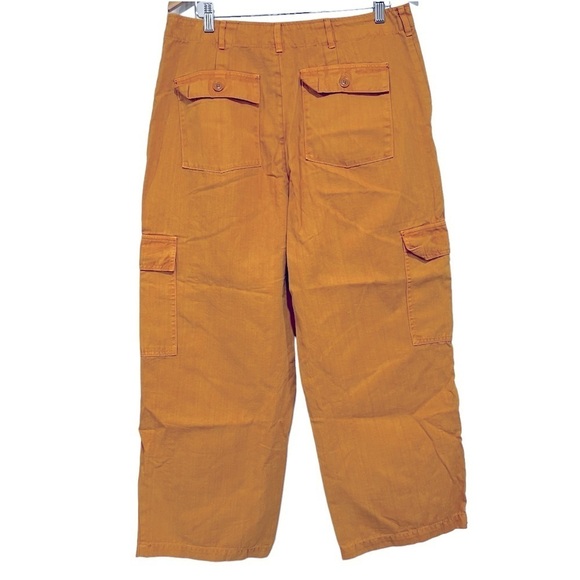 Women’s Button Fly Wide Leg Cargo Pants Universal Thread Yellow Size 14 - Picture 2 of 6